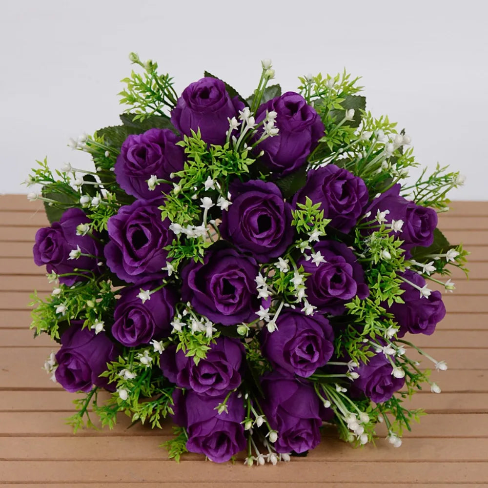 18-Head Artificial Rose Bouquet – 10 Colors | Home Decor Gift