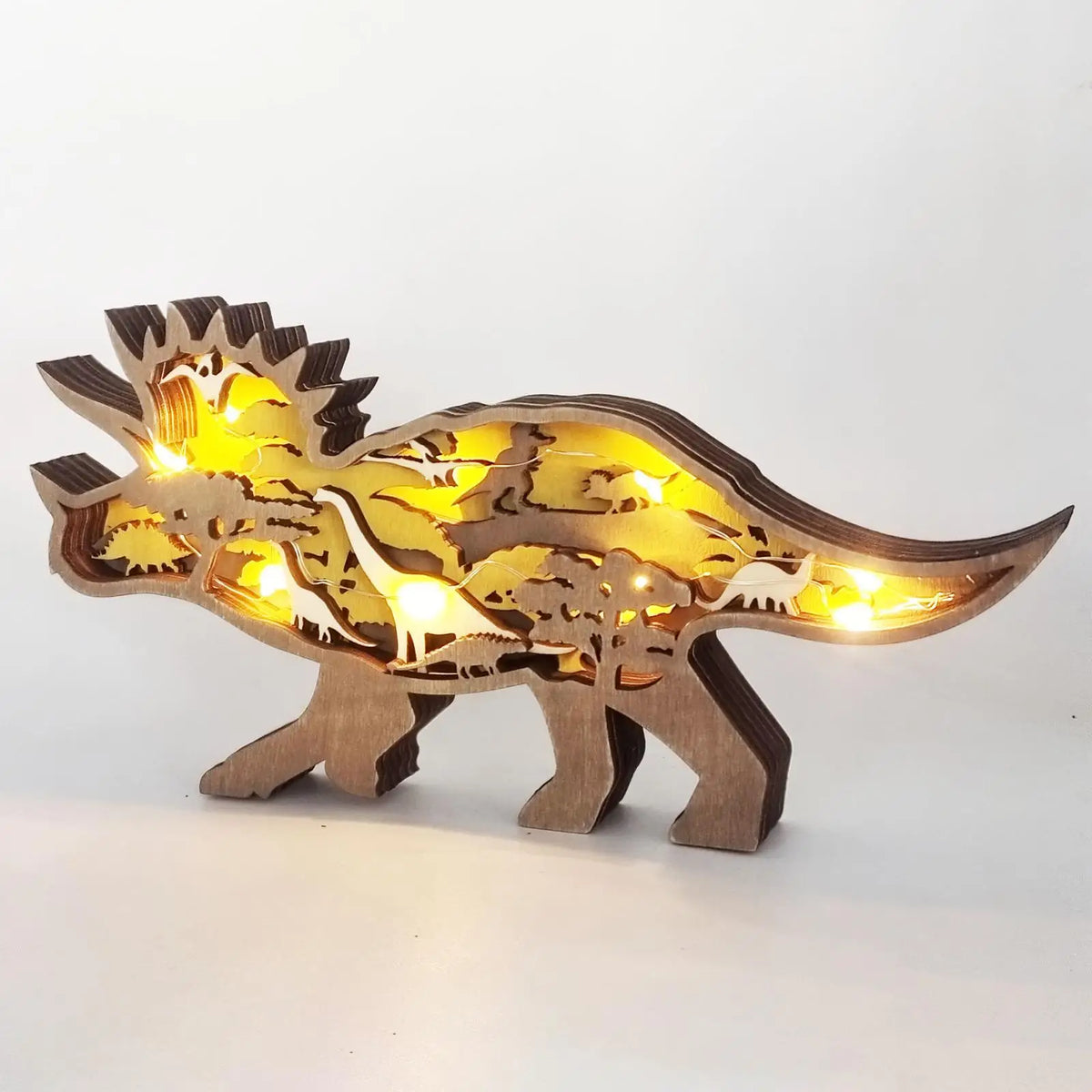Wooden Dinosaur 3D Optical Illusion Night Light Table Lamp