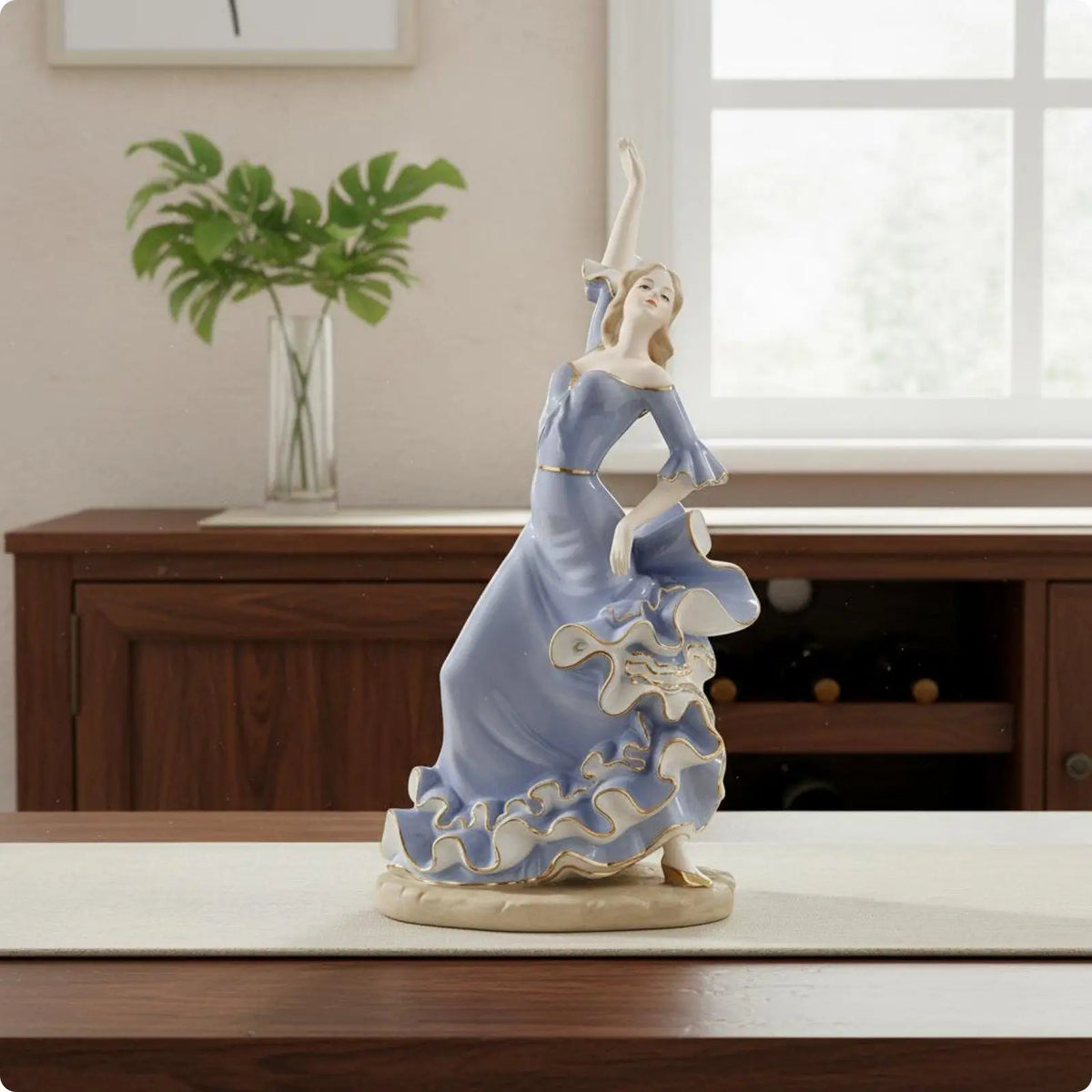 White Porcelain Ceramic Lady Figurine | Elegant Home Decor