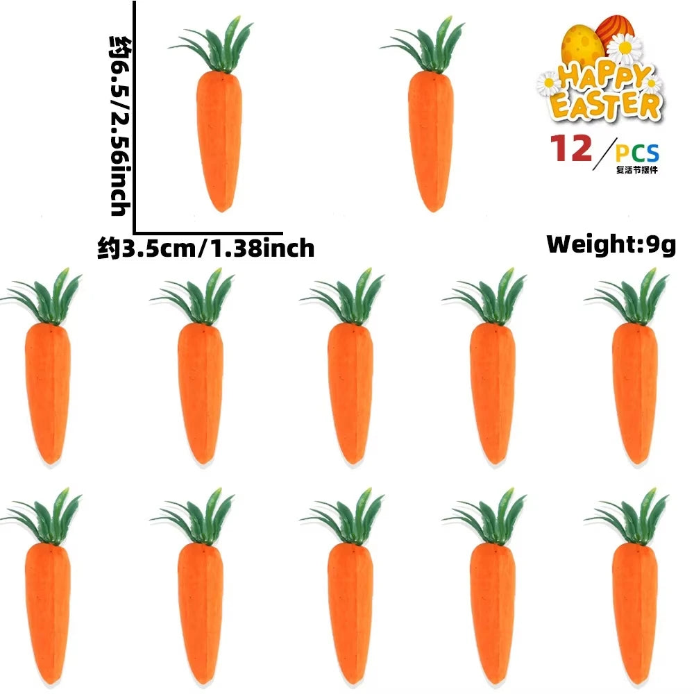 12-Pack Easter Foam Carrot Ornaments – Spring Party Décor