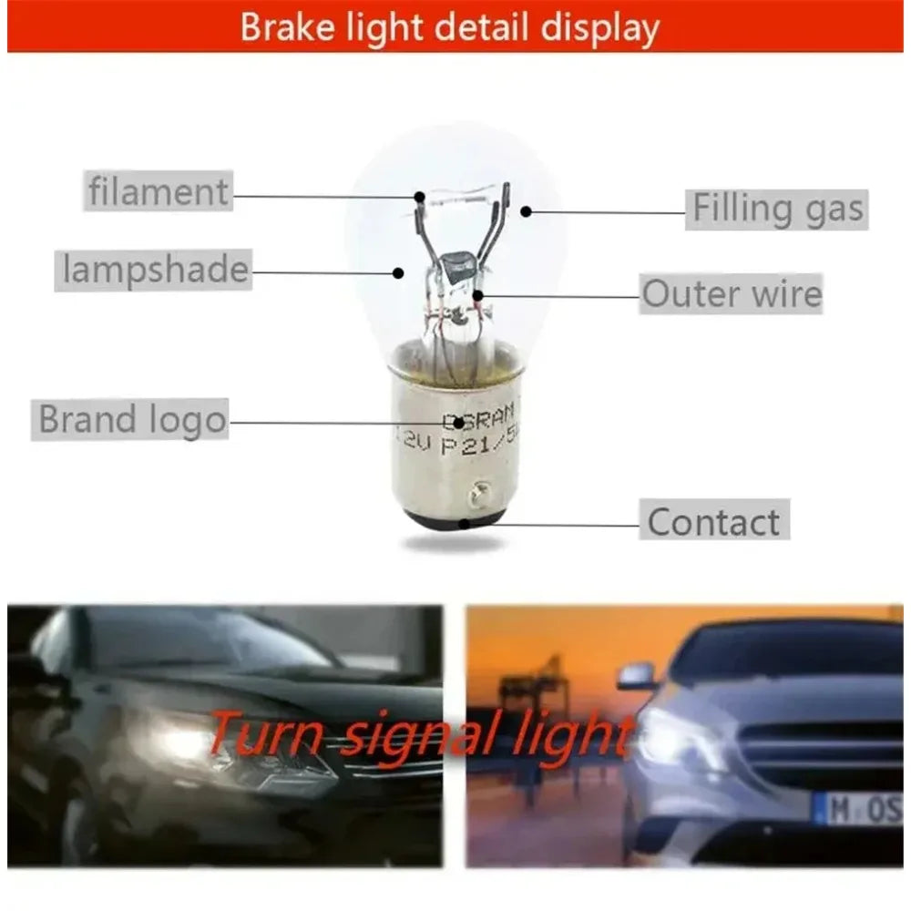 OSRAM 7528 P21/5W Halogen Bulbs 10-Pack | BAY15d 12V Dual Filament