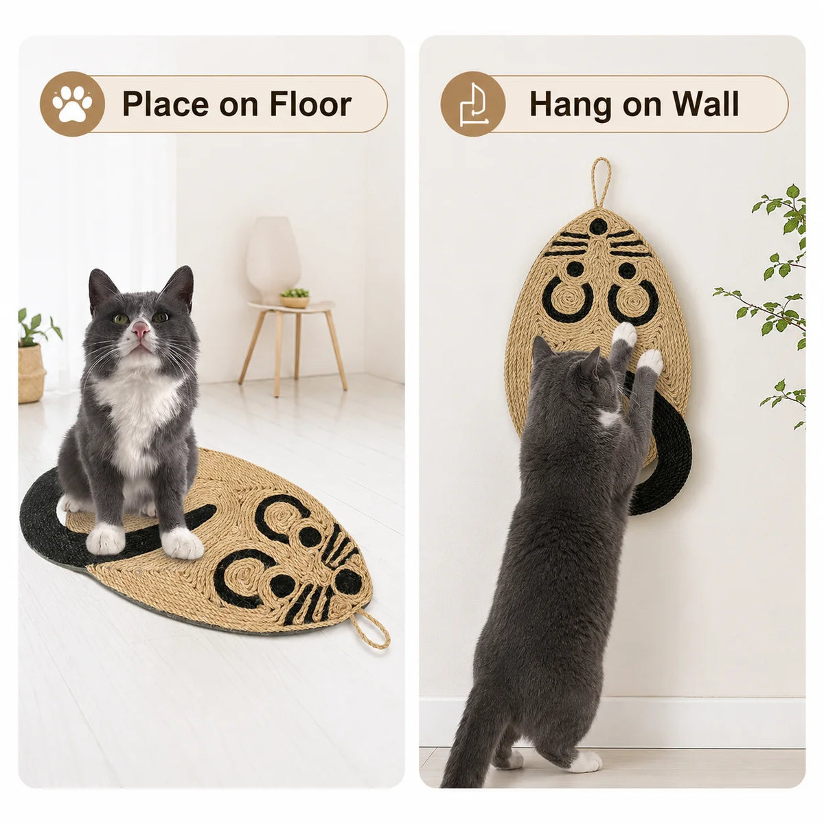 Mouse Shape Sisal Cat Scratching Mat – Floor & Wall Scratcher
