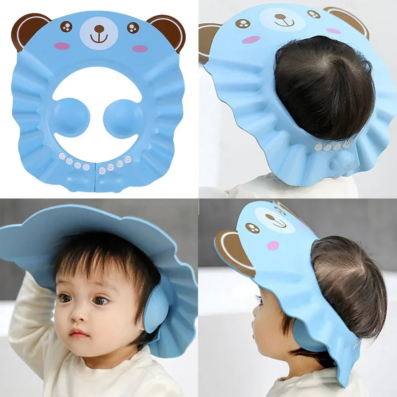 Soft Baby Shower Cap – Adjustable Ear Protection Hair Wash Hat