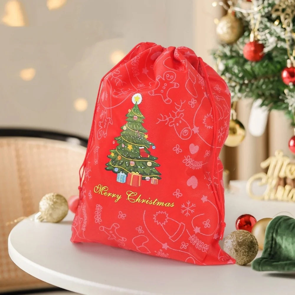 Reusable Christmas Drawstring Gift Bag | Non-Woven Xmas Party