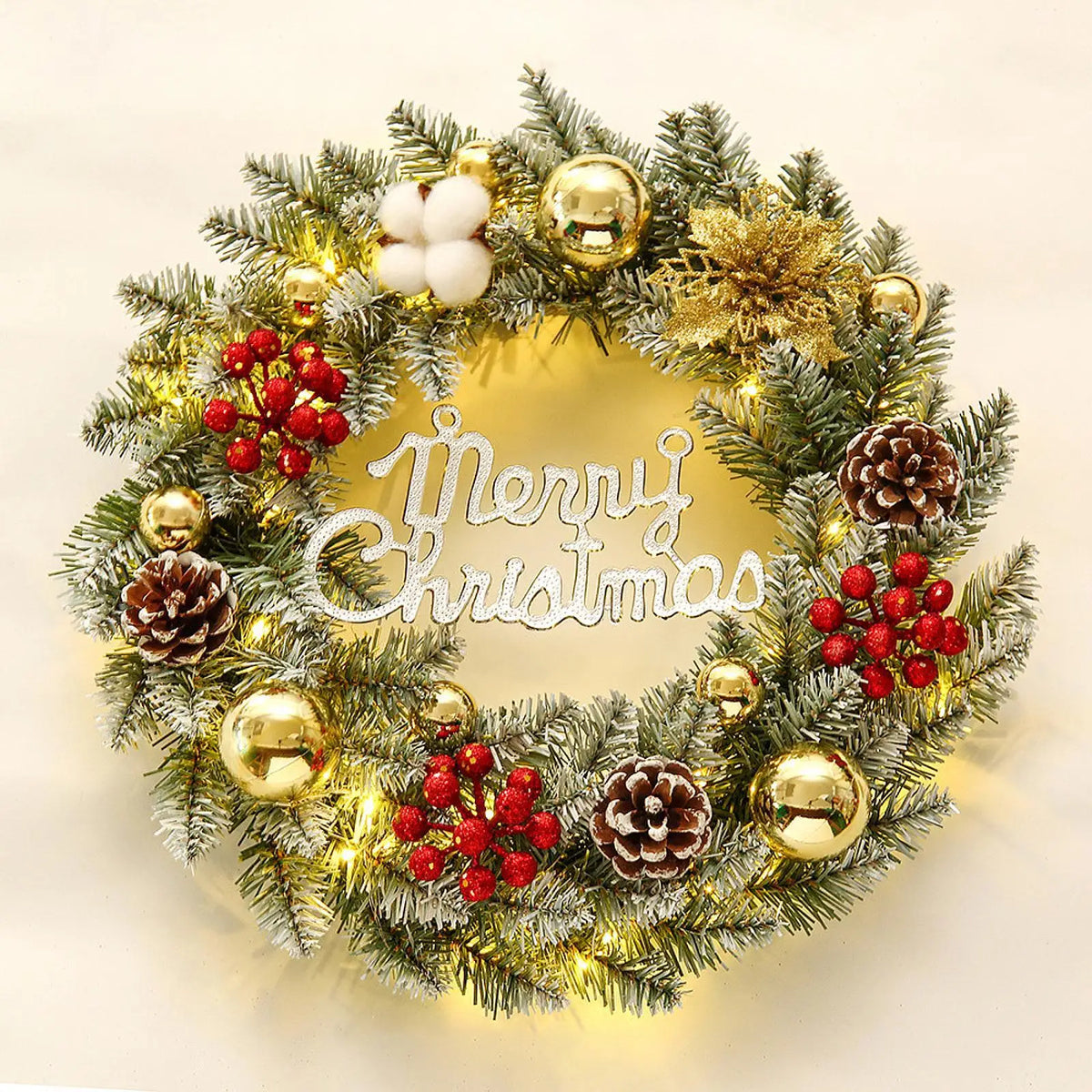 Christmas Wreath Artificial Flowers Front Door Garland