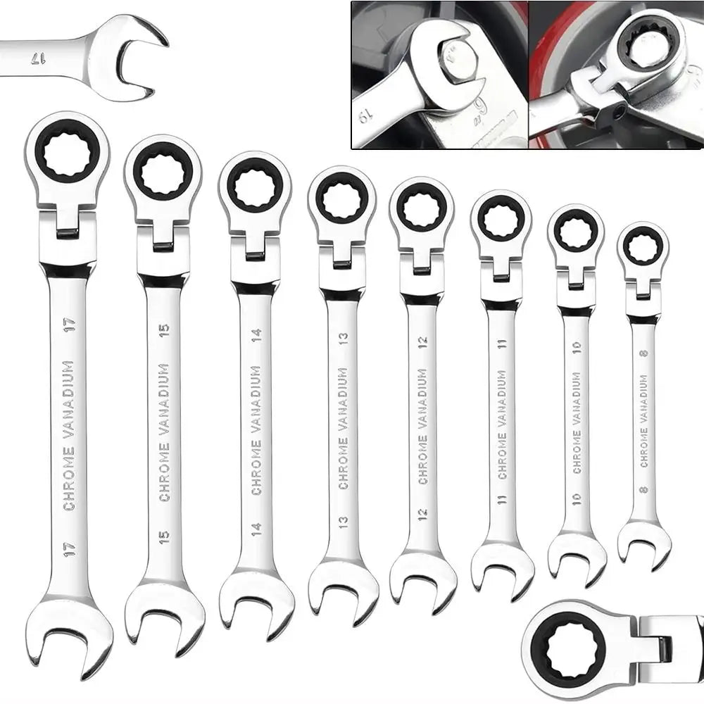 Dual Head Reversible Ratchet Wrench 72-Tooth CR-V – 8 Sizes