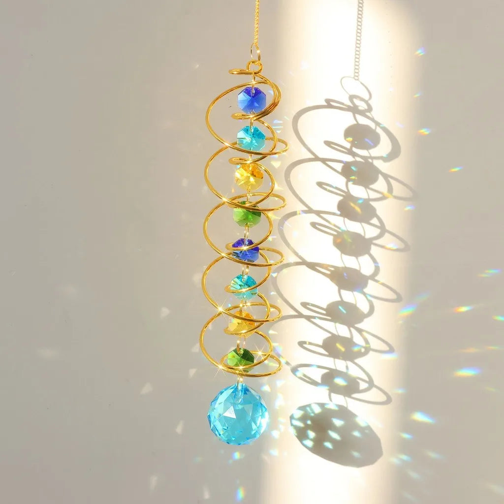Crystal Spiral Sun Catcher – Rainbow Light Wind Spinner Decor