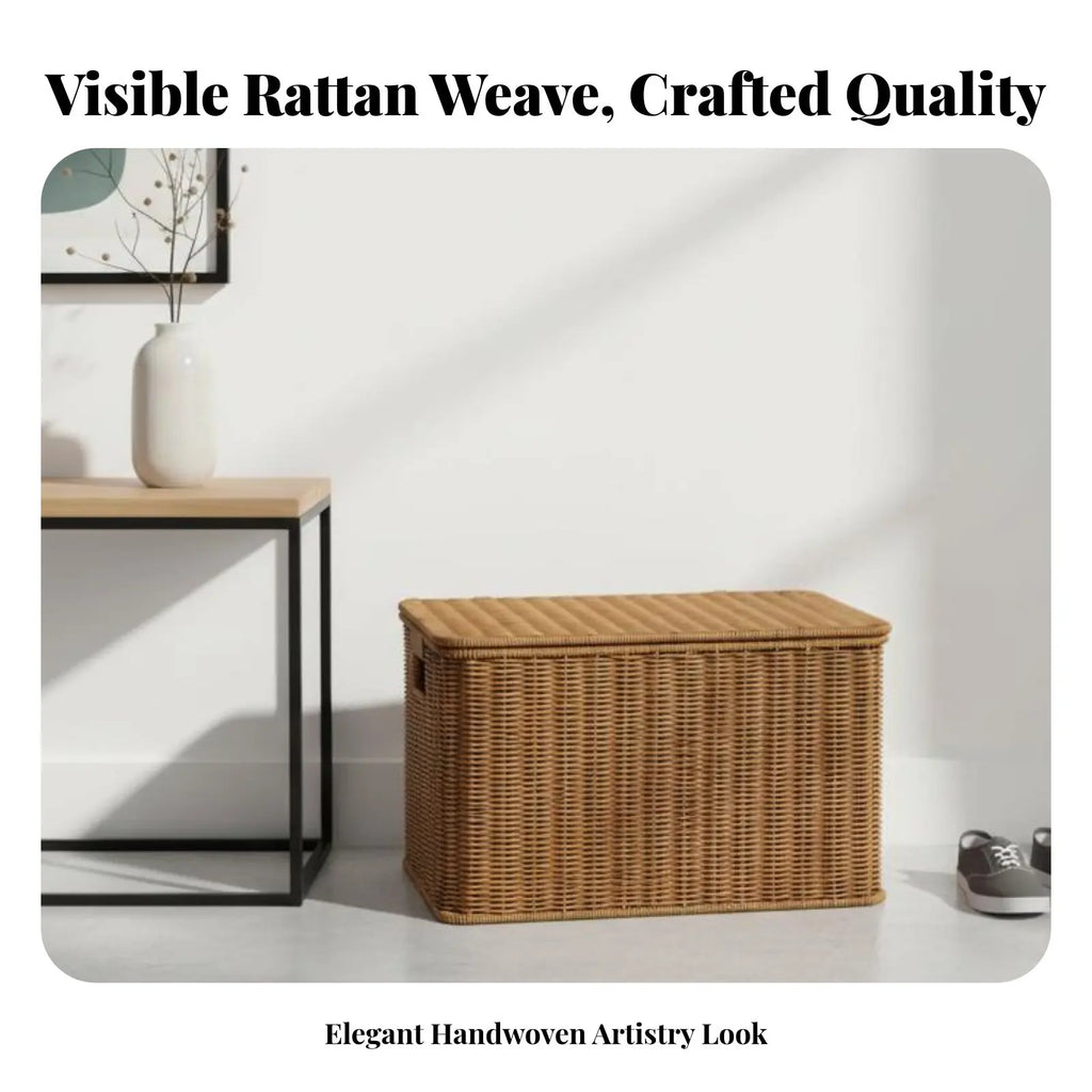 Large Woven Hamper with Lid – Rattan-Style Storage Basket