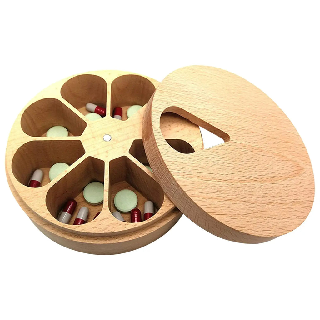 Solid Wood 7-Day Pill Organizer & Multipurpose Storage Box