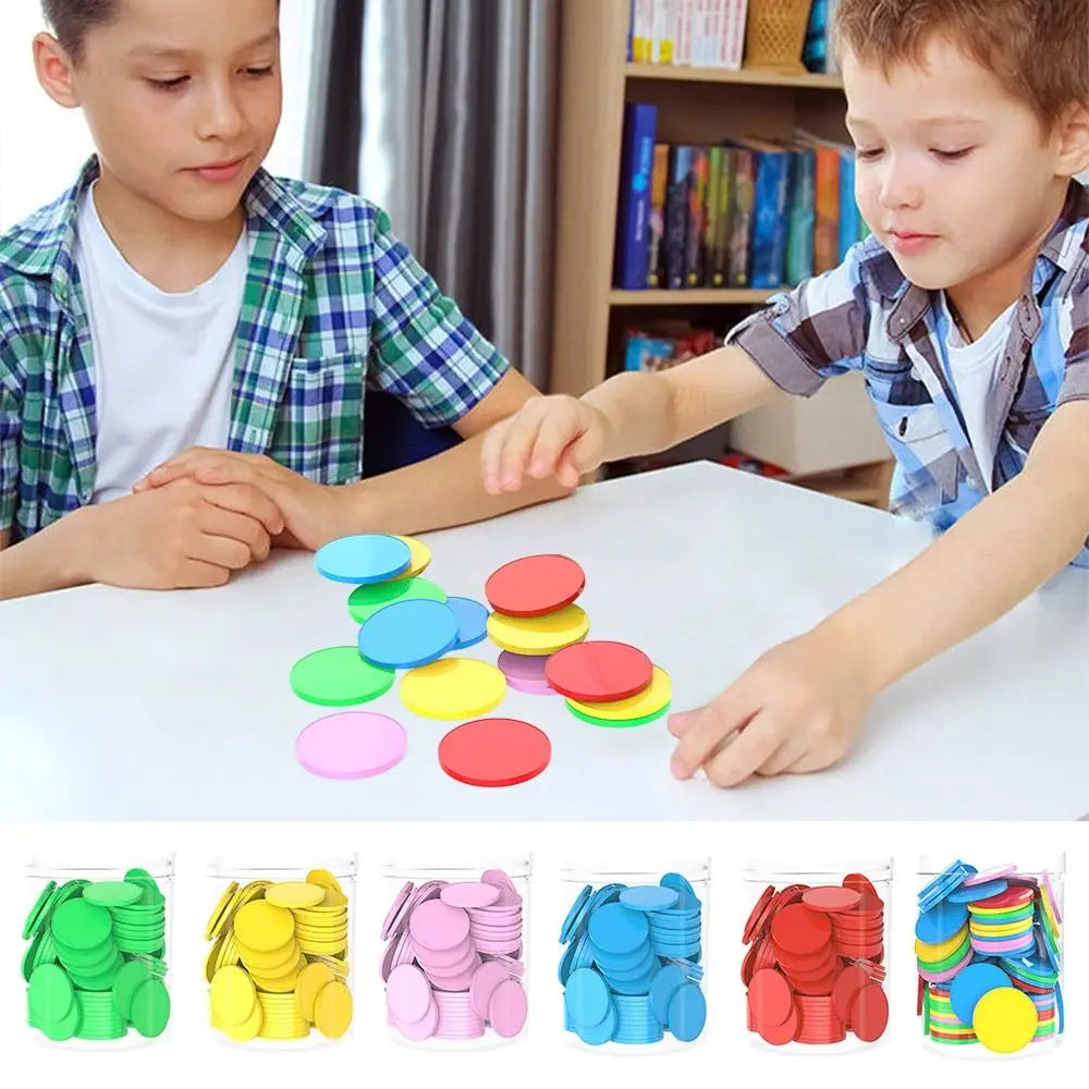 100pcs Colored Counting Chips – Math Teaching Tokens & Bingo