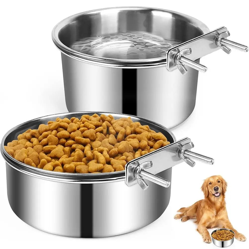 Stainless Steel Hanging Cage Bowl – Pet Feeder Dish
