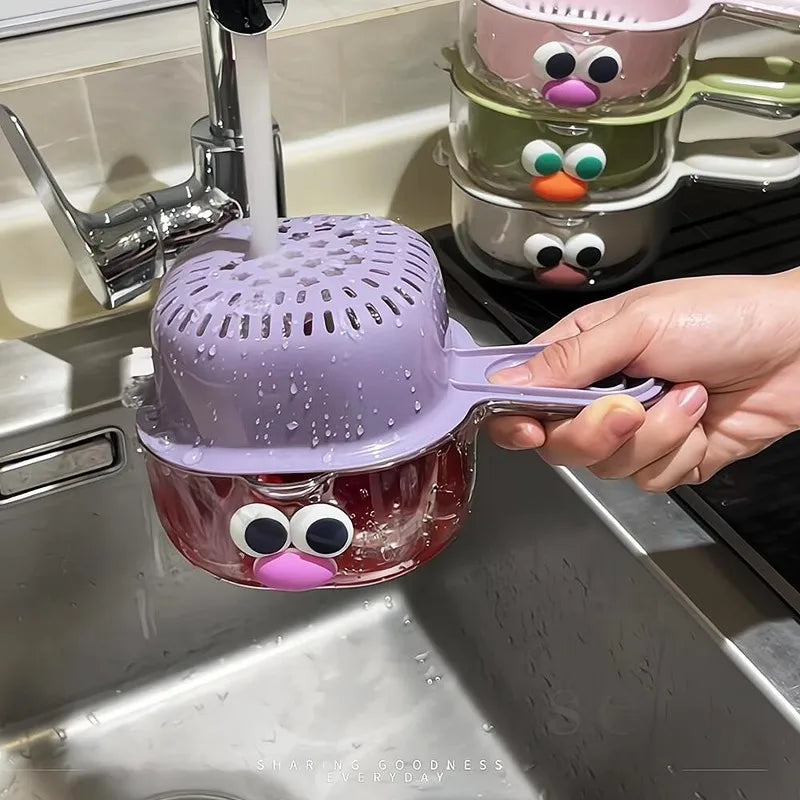Double-Layer Hanging Fruit Drain Basket | Food-Grade Kitchen