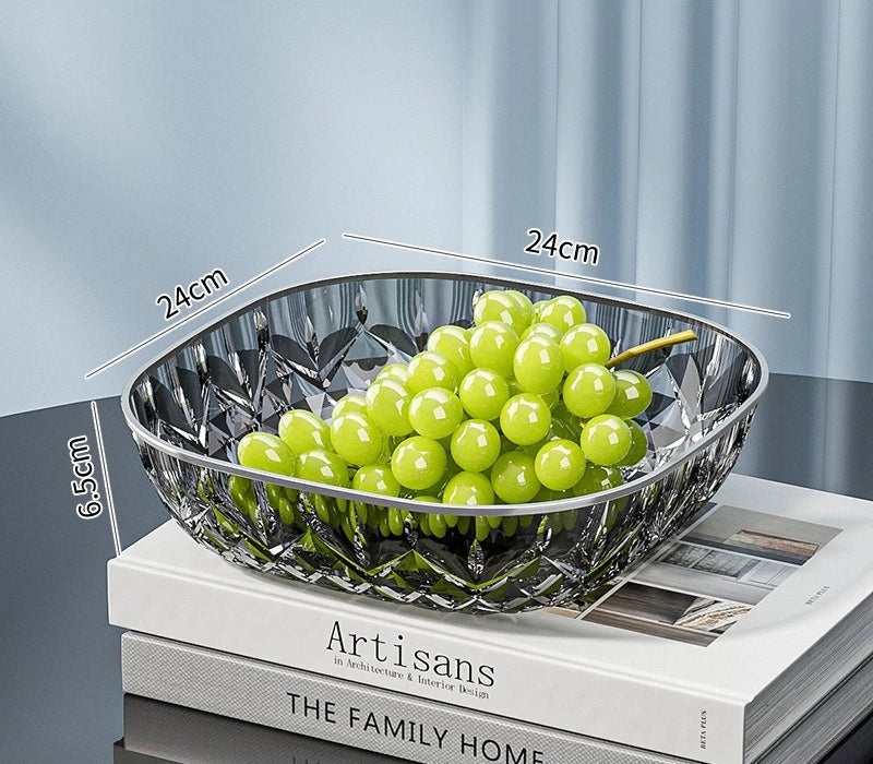 Square Transparent Serving Tray with Gold Edge – Snack & Fruit Plate