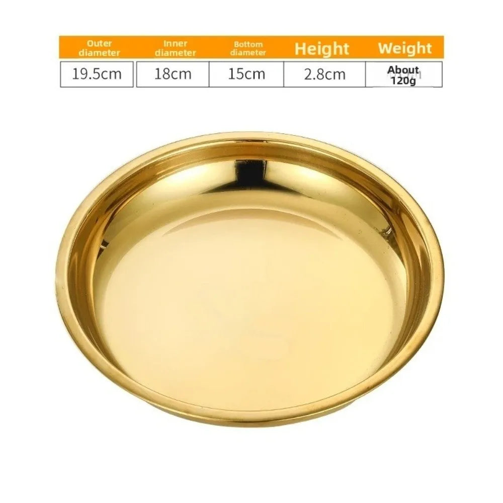 Stainless Steel Round Shallow Tray | Rustproof Camping Plate