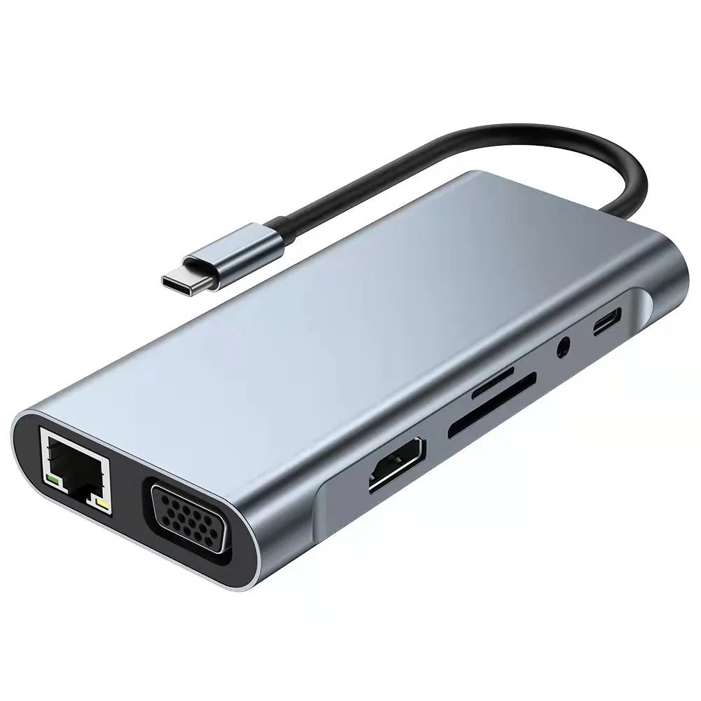 11-in-1 USB-C Hub | HDMI 4K, VGA, RJ45, PD 100W, Card Reader