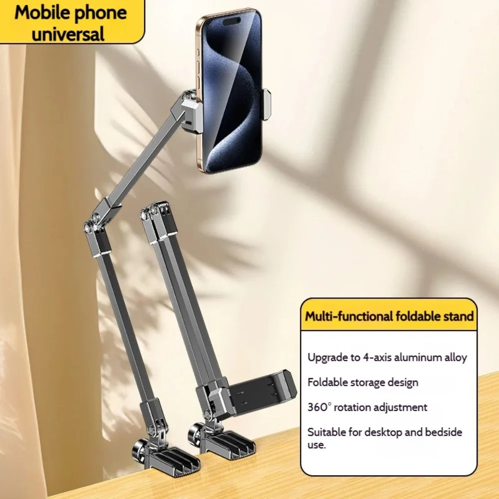 Foldable Tablet & Phone Stand – 3-Section Arm, 5–12 Inch