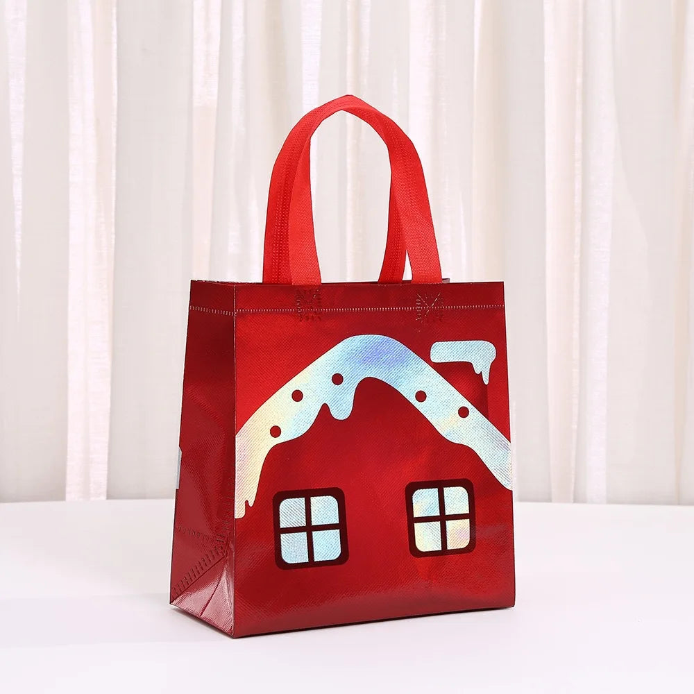 Christmas Non-Woven Tote Bag – Cartoon Santa Gift Bag