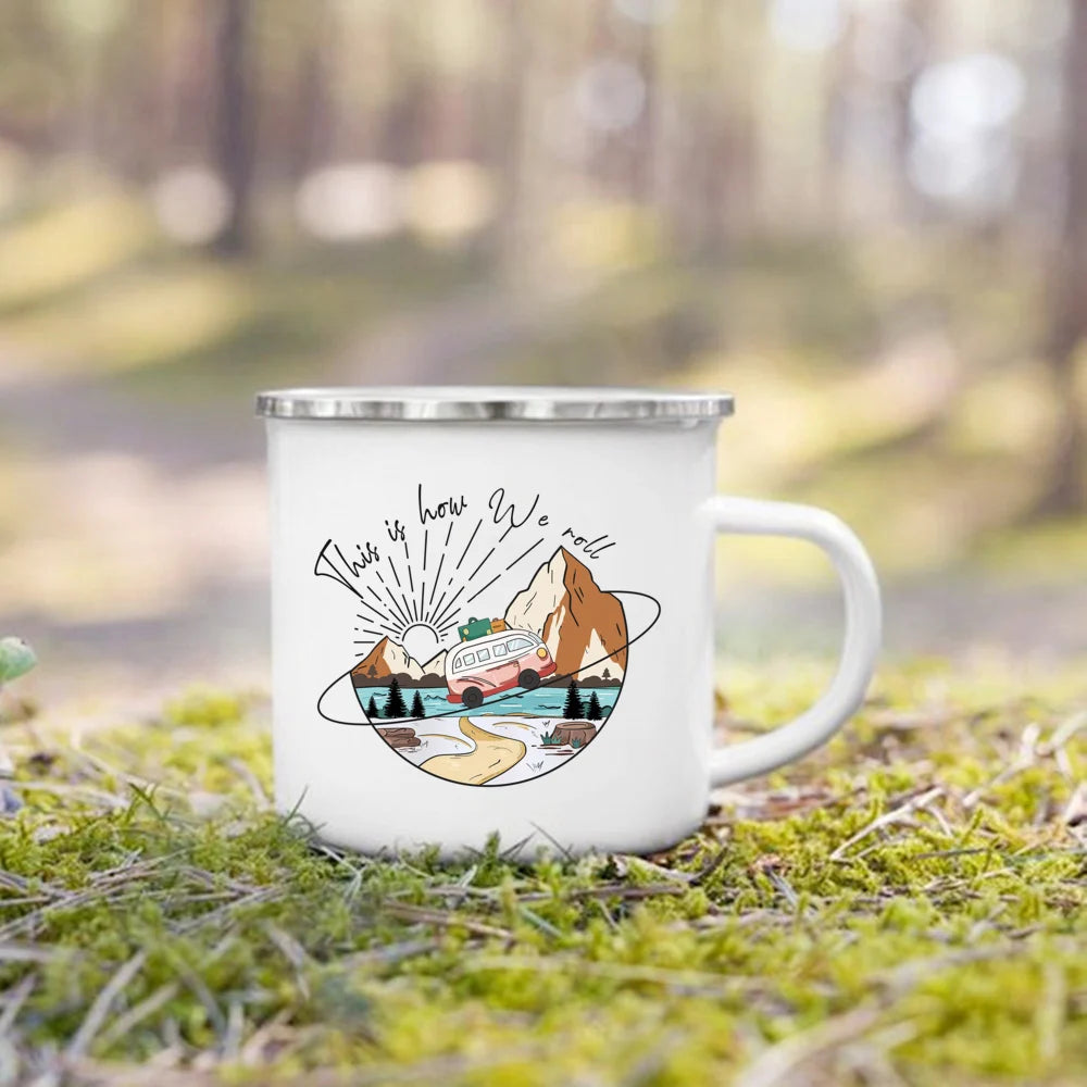 "This Is How We Roll" Camping Enamel Mug | Camper Gift