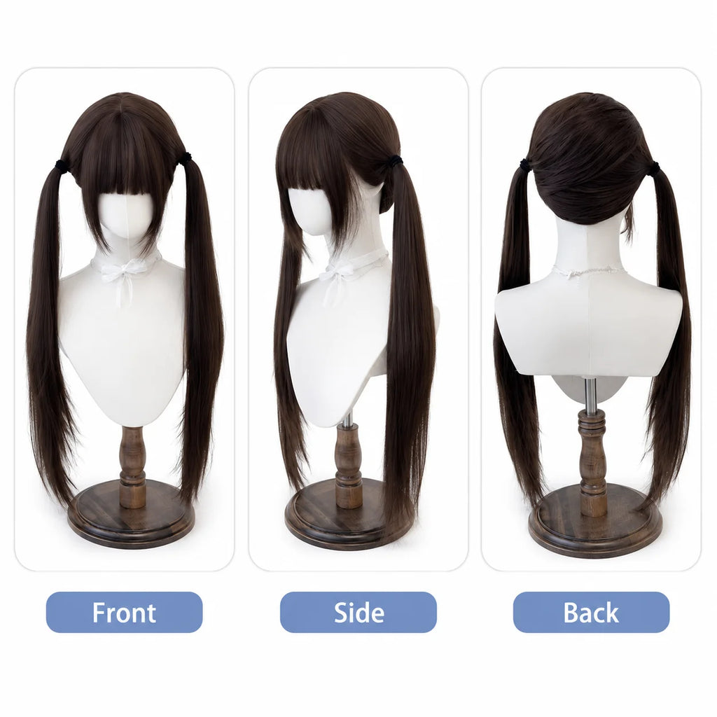 Long Straight Double Ponytail Lolita JK Cosplay Wig – Synthetic