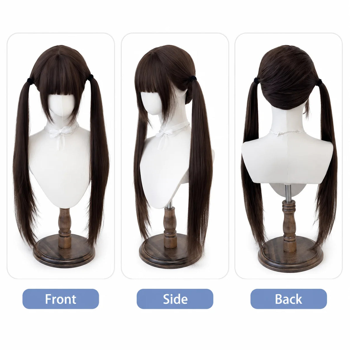 Long Straight Double Ponytail Lolita JK Cosplay Wig – Synthetic