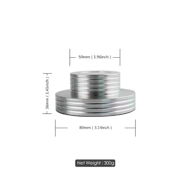 Aluminum LP Vinyl Record Stabilizer with Bubble Level | 33/45 RPM