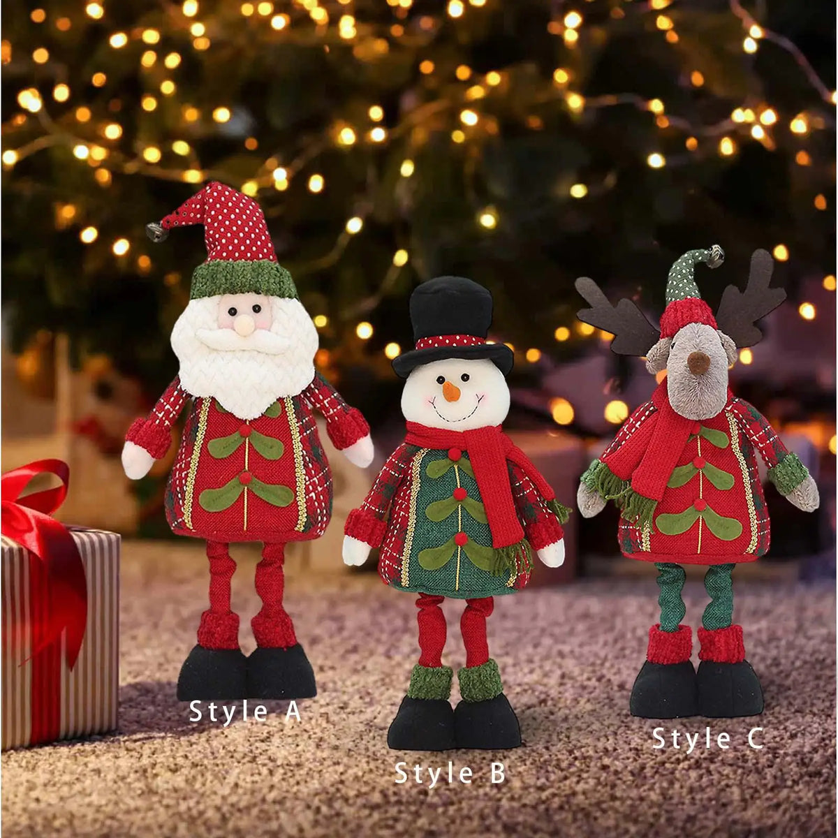 Stretch Legs Santa Claus Plush Figurine | Xmas Decor