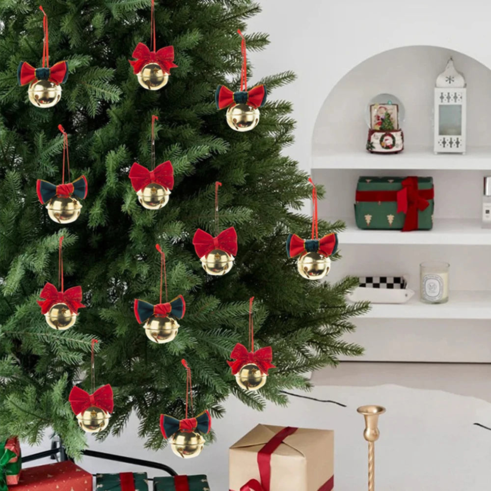 Velvet Bow Bell Christmas Ornament – Tree & Door Decor