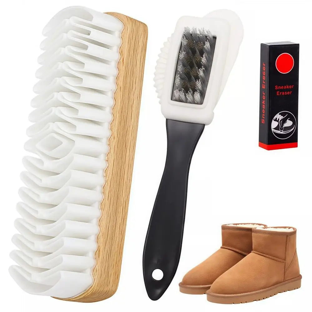 3-Piece Suede & Nubuck Shoe Cleaning Brush Kit with Eraser