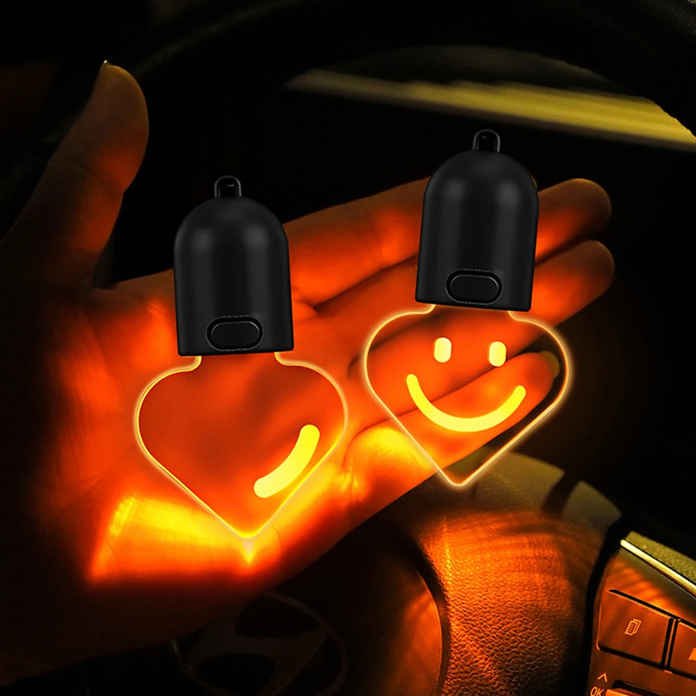 Heart Smiley Mini Bulb Car Ambient Light – Rearview Mirror Decor