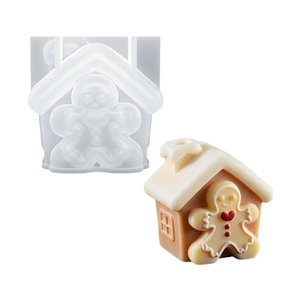 3D Gingerbread House Silicone Mold – Christmas Candle Craft
