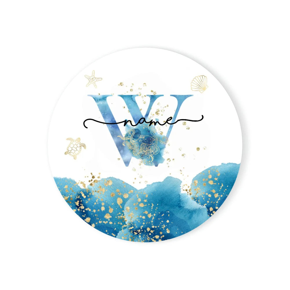 Personalized Ceramic Coaster – Custom Name & Ocean Design Gift