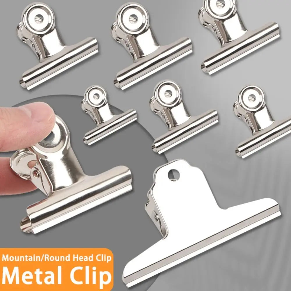 Stainless Steel Metal Binder Clips – Multi-Size Round/Flat/Mountain