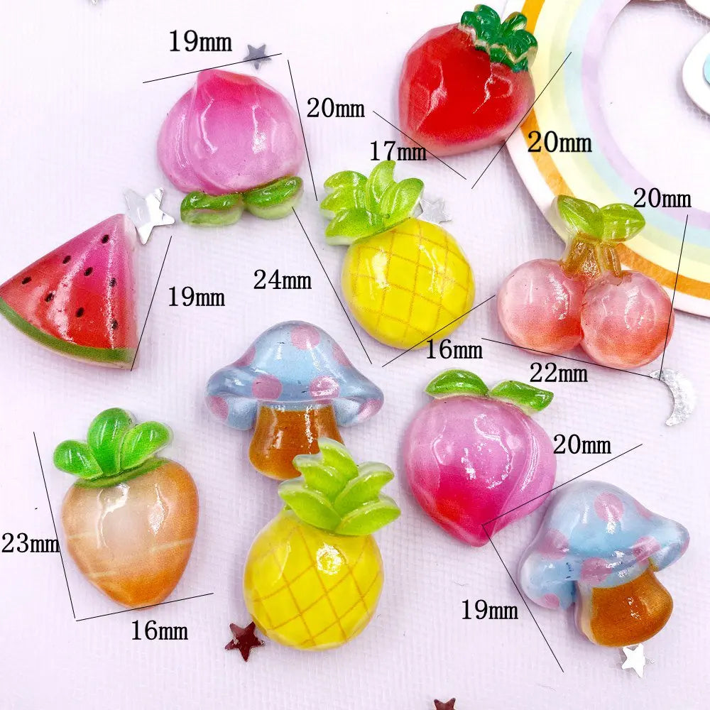 20PCS 3D Resin Fruit Flatback Figurines – DIY Scrapbook Craft