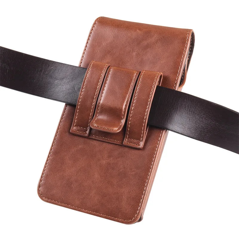 Crazy Horse PU Leather Belt Clip Phone Pouch | Universal Fit