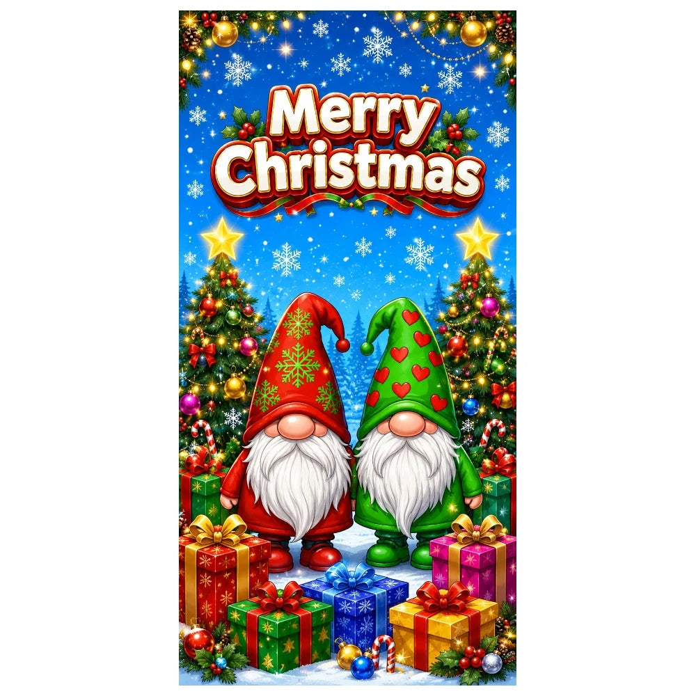 Merry Christmas Banner – Gnome & Snowflake Holiday Decor