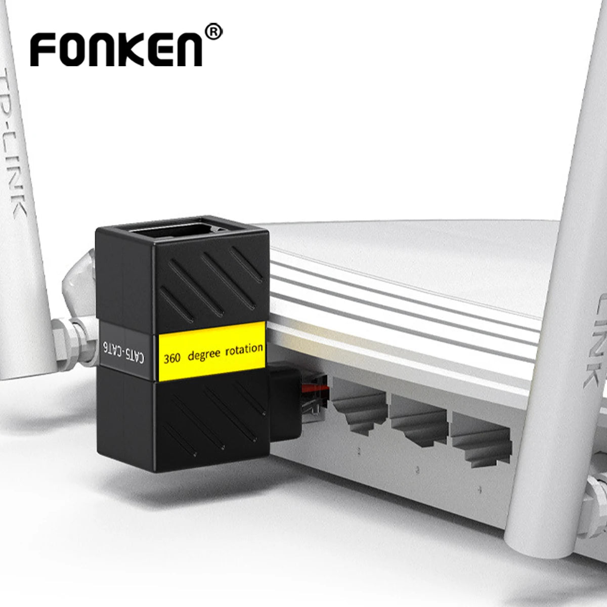 RJ45 90° Rotating Adapter | Male to Female Cat5/Cat6 Extender