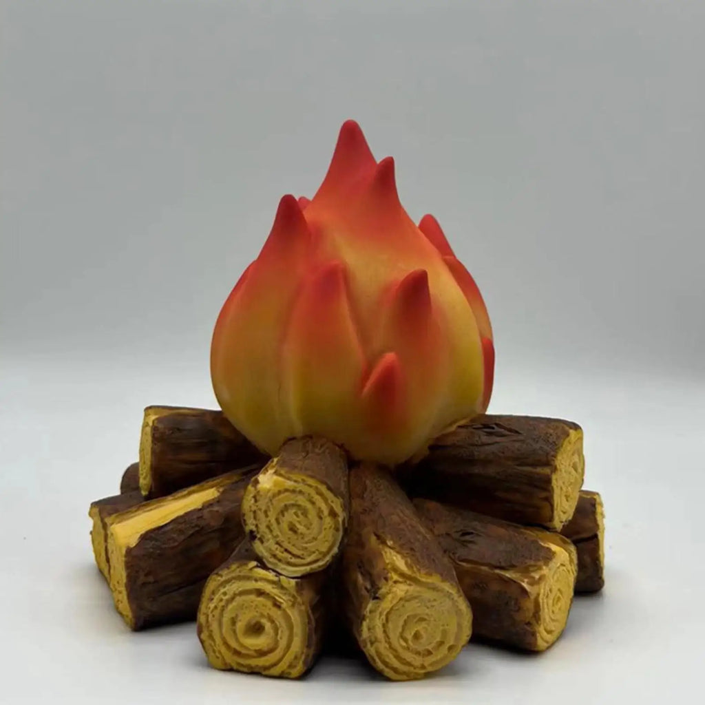 Flameless LED Fireplace Lantern | Resin Charcoal Log Table Lamp