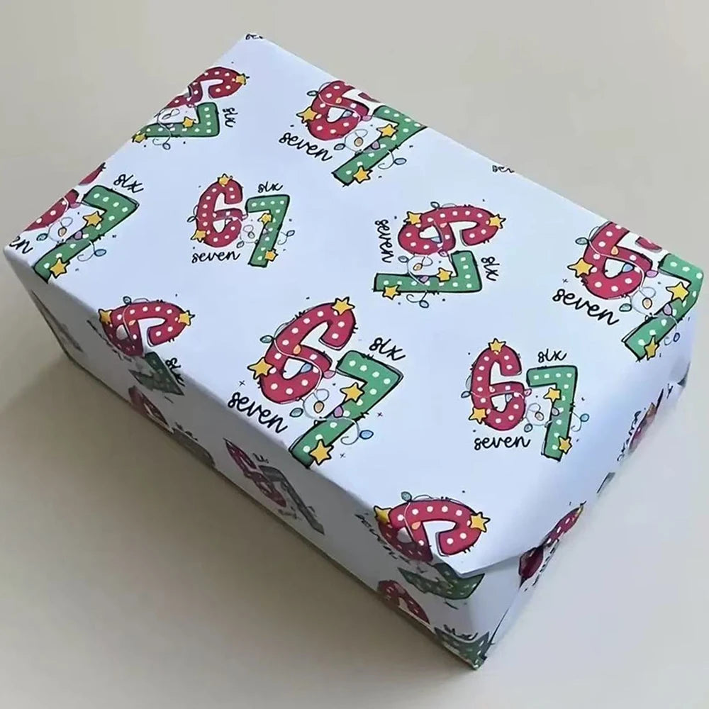 Funny "67" Christmas Wrapping Paper – Gag Gift Wrap 2 Sheets