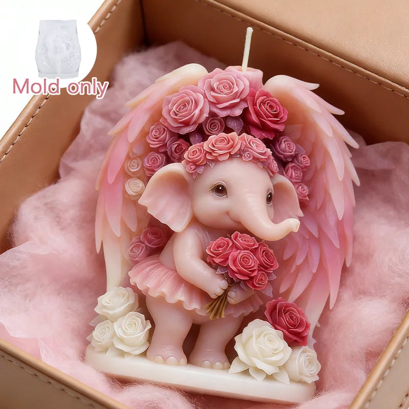 3D Angel Elephant Silicone Candle Mold – DIY Resin & Gypsum