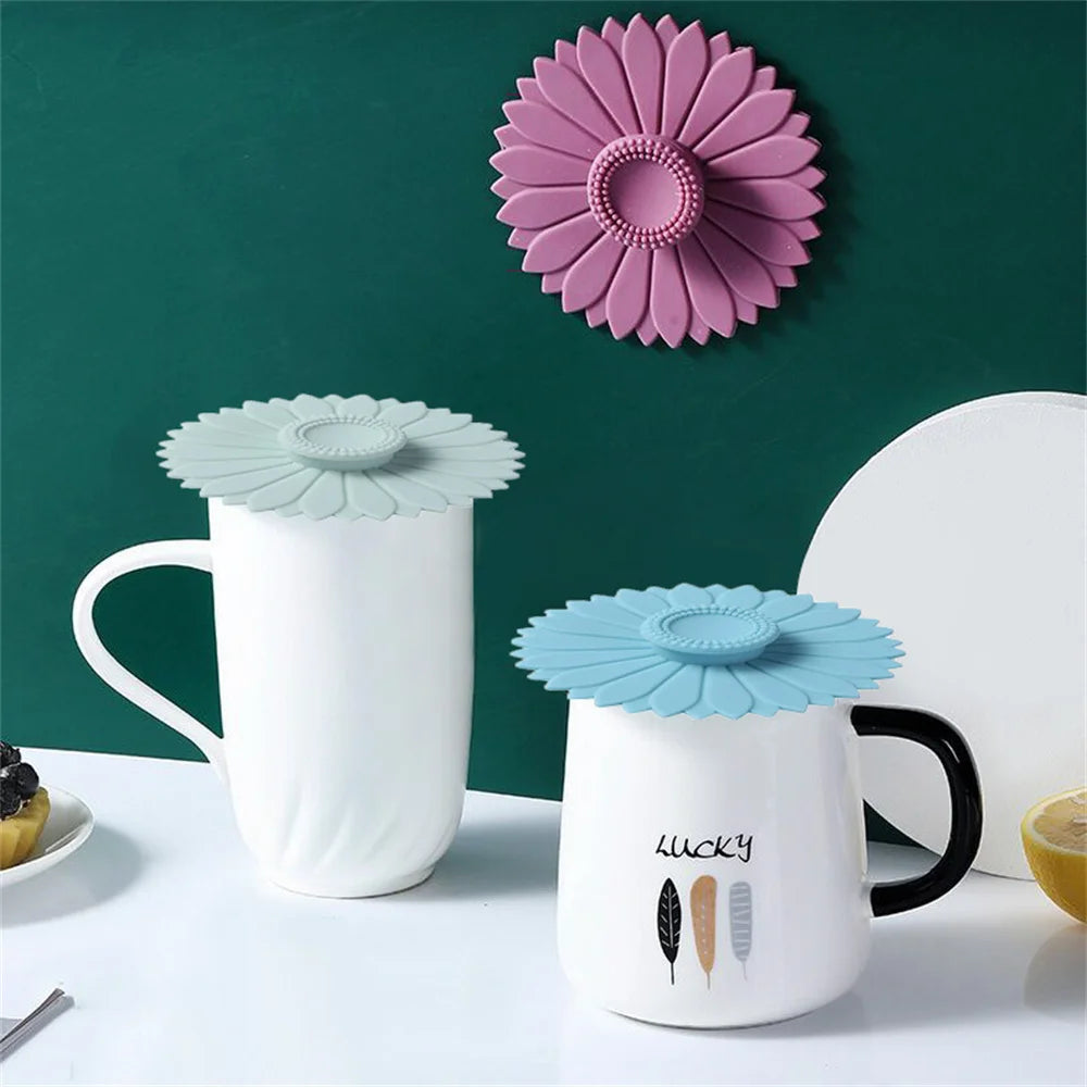 Sunflower Silicone Mug Lid – Dustproof Cup Cover, FCM Safe
