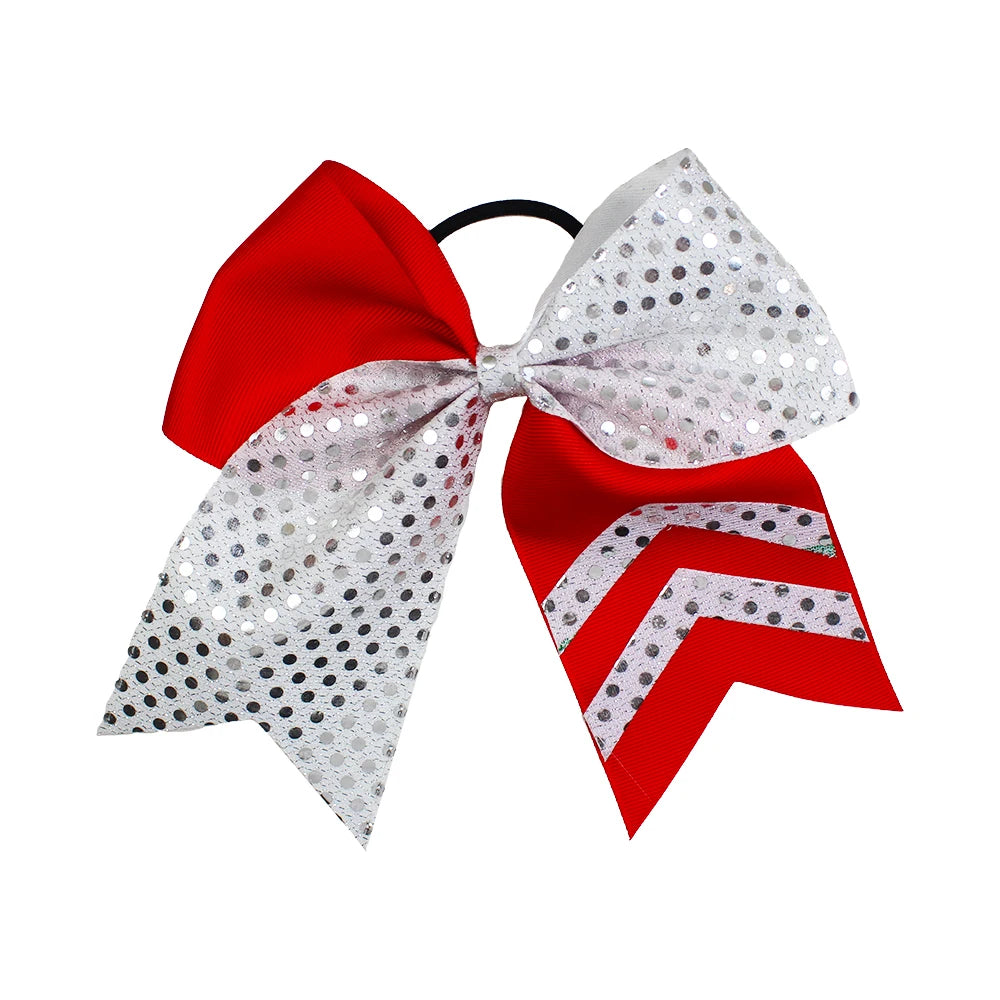 20-Pack 8" Glitter Cheer Bow Ponytail Hairbands | Handmade