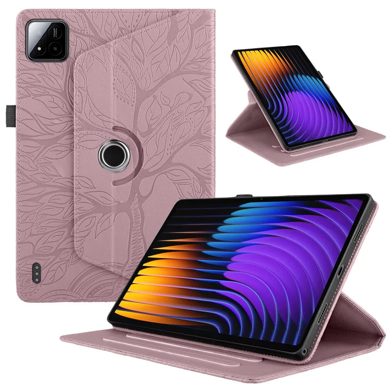 Xiaomi Pad 7 / Pad 7 Pro Case – Embossed 360° Rotating Stand