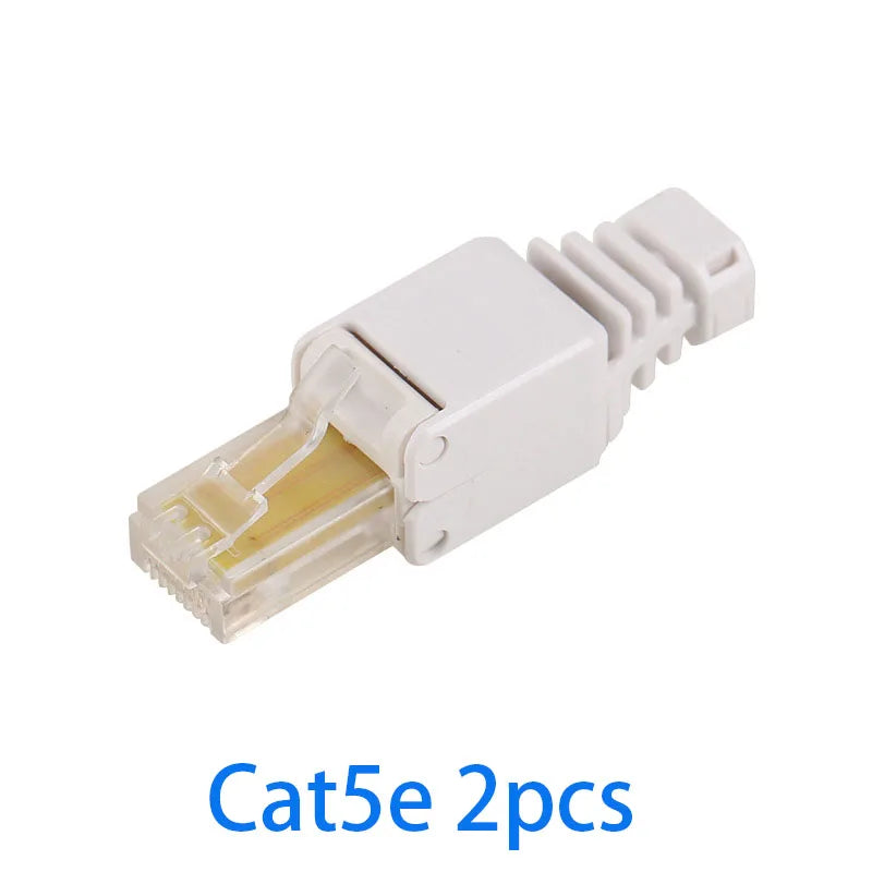 2-Pack RJ45 Toolless Cat5E Cat6 Connectors – Gold-Plated Reusable
