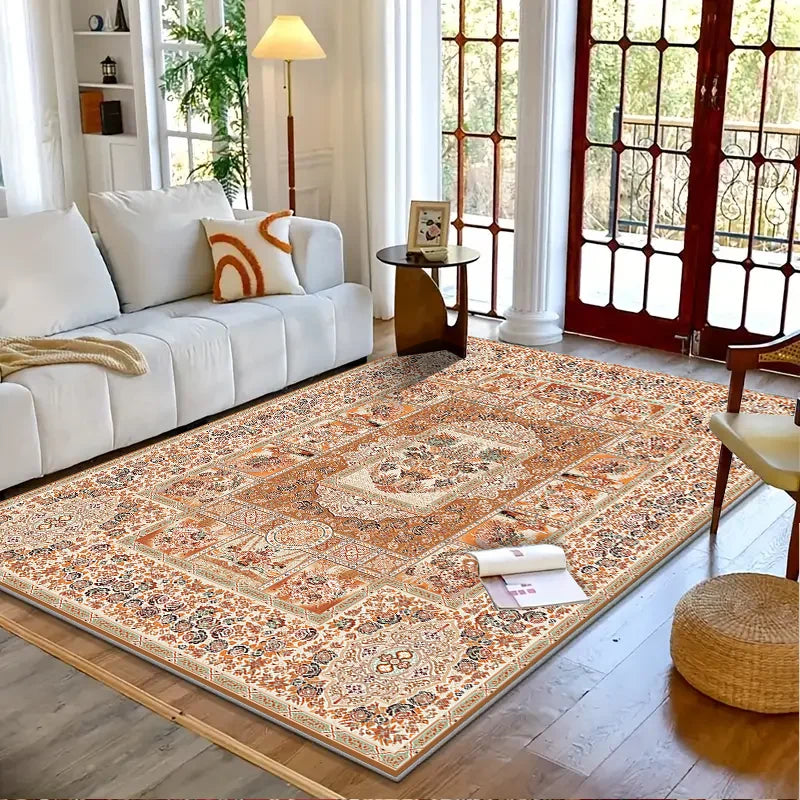 RAKKS Boho Floral Crystal Velvet Area Rug – Anti-Slip Carpet