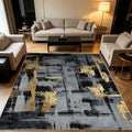 Modern 3D Geometric Area Rug – Grey & Orange Non-Slip Carpet