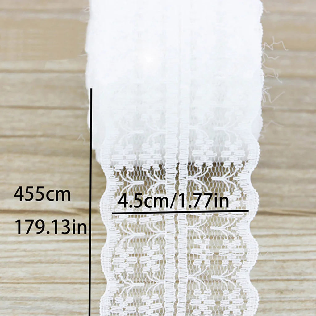 5 Yards White Cotton Lace Trim Ribbon 45mm – Gift & Craft