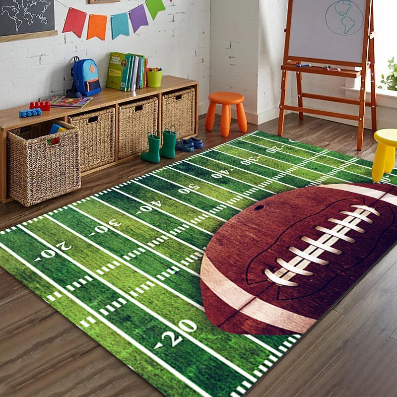 Sports Theme Kids Play Mat – Non-Slip Bedroom Floor Rug