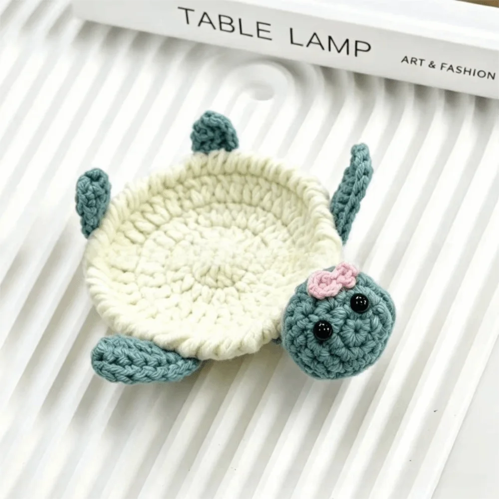 Handmade Crochet Animal Coaster – Knitted Cotton Drink Mat