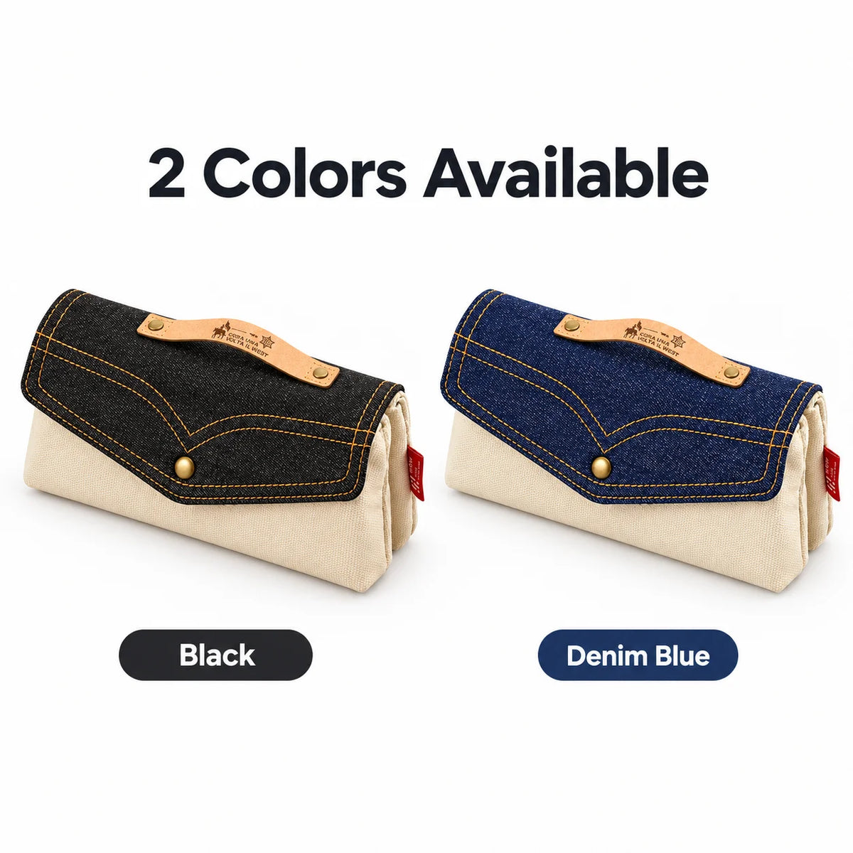 Vintage Denim Pencil Case – Large Capacity Double Layer Pouch