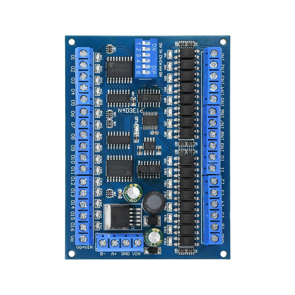 16-CH RS485 Modbus RTU PLC IO Expansion Board DC 12V/24V
